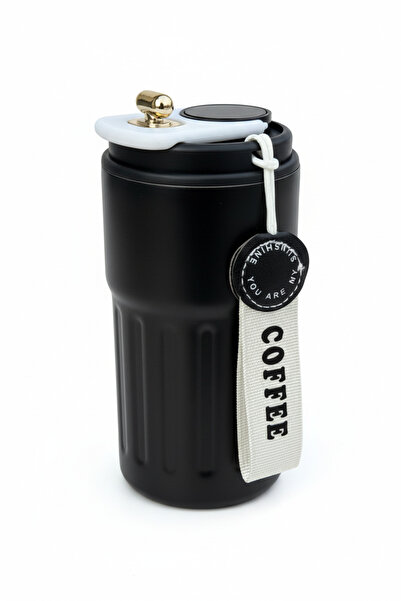 VİBEFLASK 440 ml 304 Paslanmaz Çelik Siyah Kahve Termosu - Sızdırmaz Kapak