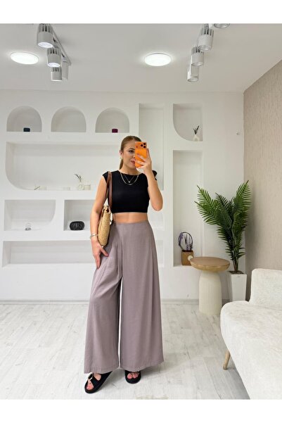 İrka Moda Pileli Tensel Pantolon
