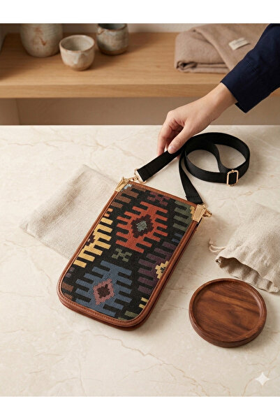 MODA Ethnic Patterned Woven Phone Holder Shoulder Bag