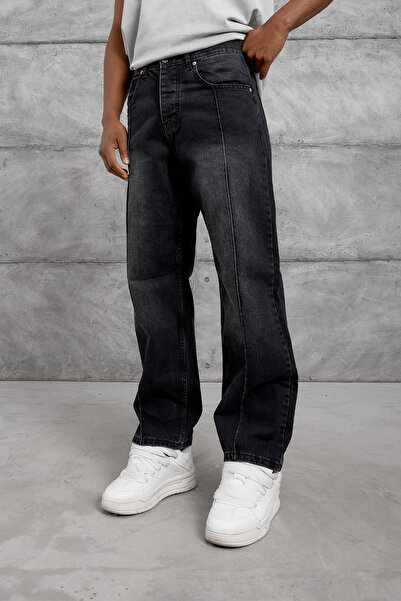 NOMARC Anthracite Mb Çima Striped Baggy Fit Jean Trousers