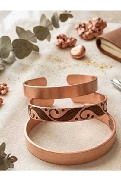 FTY Modern & Classic Copper Bracelet Set - Handmade with Ethnic Texture - Hea...