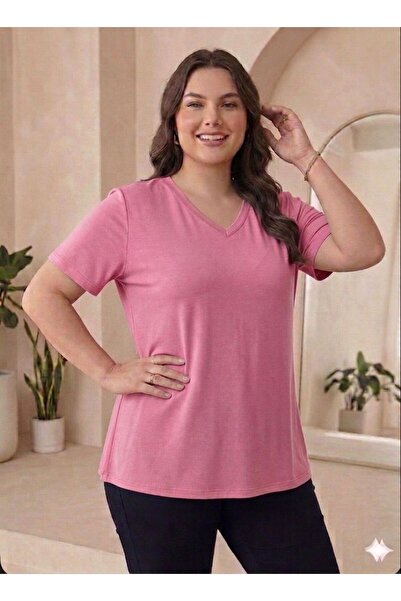 Vinola Plus Size Viscose Combed Fabric Comfortable Cut High Quality V-Neck Bl...