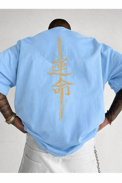 OVER HEAD Ανδρικό μπλουζάκι Samurai με τύπωμα oversized , με λαιμόκοψη, κοντο...