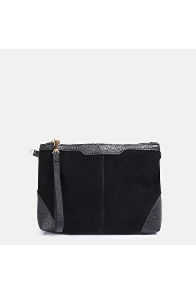 37Numara Women's handbag black genuine leather suede