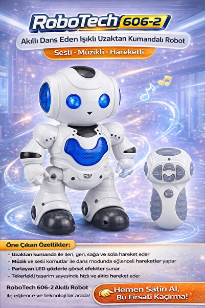 TRUST STORE RoboTech Akıllı Dans Eden Işıklı Uzaktan Kumandalı Robot Sesli Mü...
