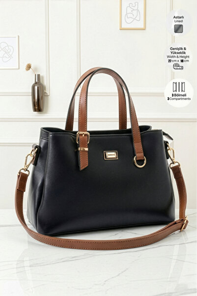 Lifonbag Women's 3-Compartment Lined Zipper Closure Handbag and Shoulder Bag ...