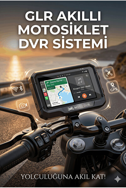 GLR 3.4" HD Akıllı Motosiklet DVR Ekranı & Çift Kamera: Kablosuz CarPlay, And...