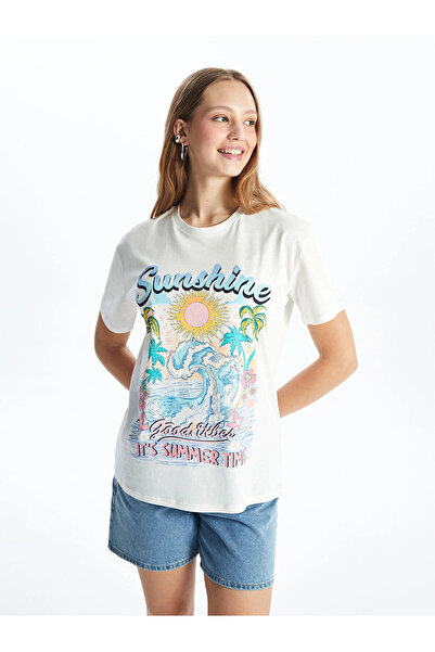 LC Waikiki Γυναικείο μπλουζάκι XSIDE με λευκό στάμπα και κοντό μανίκι