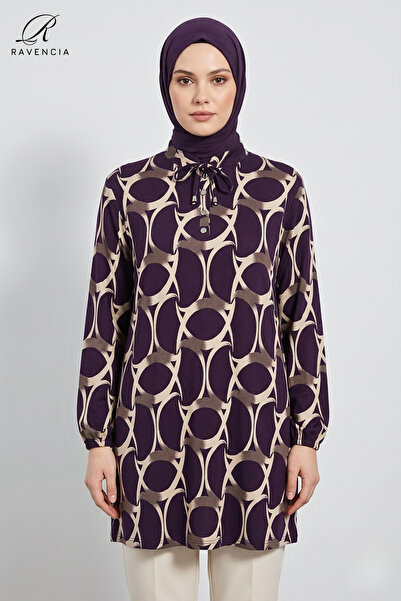 Ravencia Γυναικείο τουνίκ με δαχτυλιδωτό σχέδιο και κορδόνια, με γιακά δικαστ...