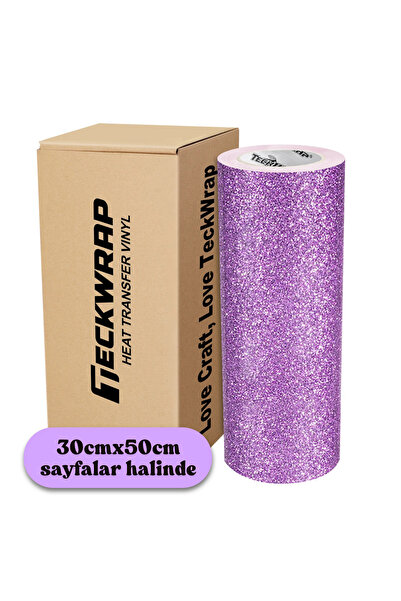 Teckwrap Craft Glitter Light Purple HTV – Simli Isı Transfer Vinili - 30 x 50...