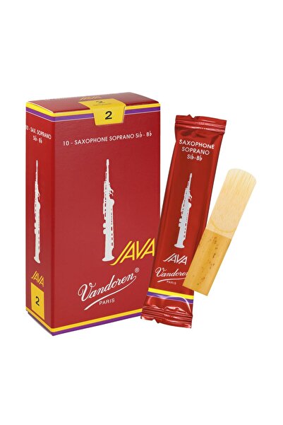 Vandoren SR302R Java Filed Kırmızı Kesim Soprano Saksafon Kamışları (Güç 2) (10'lu Paket)