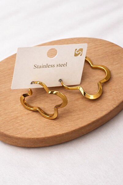 stainless steell Çelik Yonca Küpe