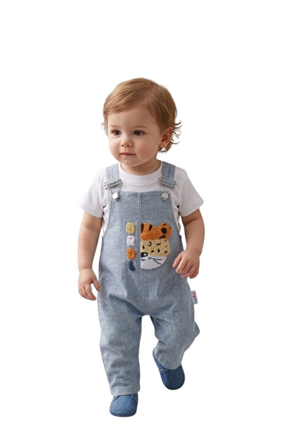 Baby Buu Bebek & Çocuk Nakış Detaylı yumuşak Jean Salopet Takımı - %100 Pamuk...