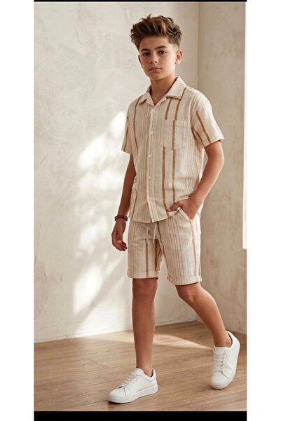 gnygiyim Αγορίστικο καλοκαιρινό σετ με ριγέ πουκάμισο και σορτς - Μποέμ Στυλ