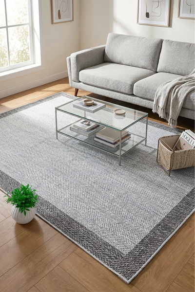 MELARİS HALI Yeni Nesil Çerçeveli Sisal Yumuşak Dokuma Kilim Kaymaz Pamuk Tab...