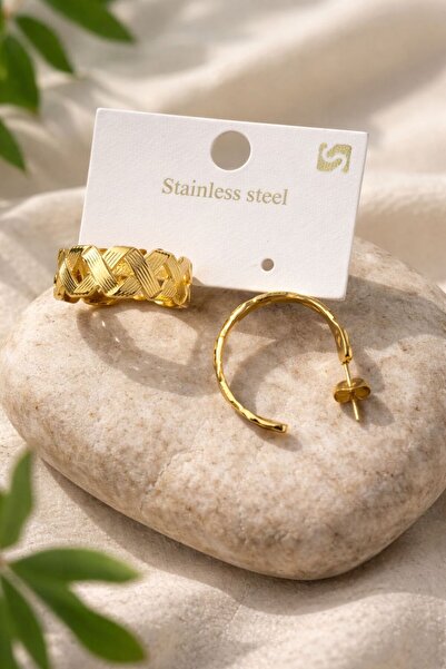 stainless steell Knitted Model Steel Earrings
