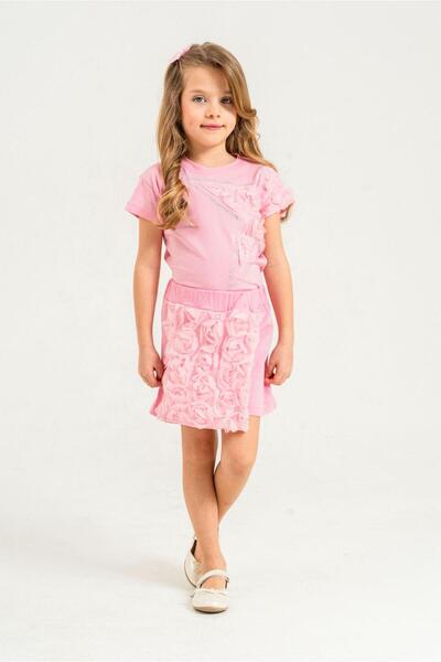 Miniminnakkidswear Set tricou cu detaliu stea, pantaloni scurți și fustă pent...
