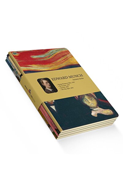 retronote Anxiety Series - A5, Edward Munch 4'lü Defter Seti I, Çizgisiz, Top...