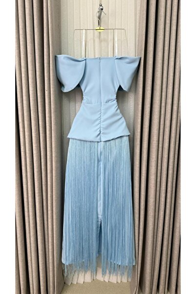SHAMS Sky Blue "Cloud" Dress - Fashionable Elegance with Handcrafted Details