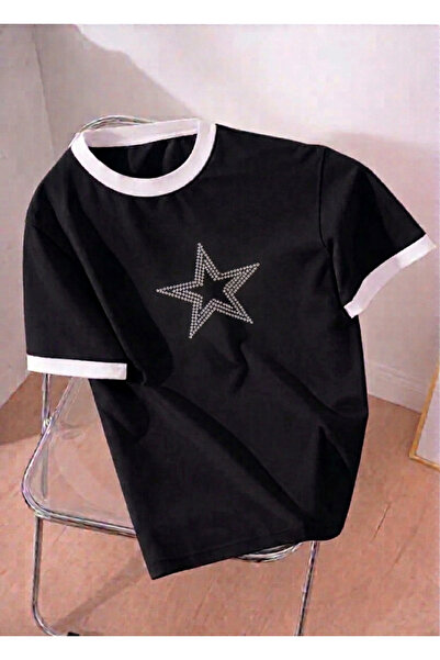 Mayer Butik Unisex Ανδρικό/Γυναικείο μπλουζάκι με στάμπα Star Stone, λευκό γι...