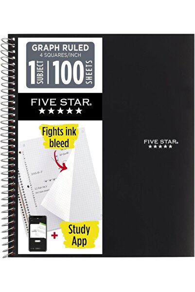 Generic Five Star Spiral Notebook, 1 Subject, 100 Ruled Sheets, 11 x 8-1/2 In...