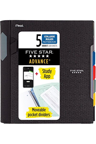 Generic Five Star 5-Subject Spiral Notebook, 200 College Ruled Sheets, 11 x 8...