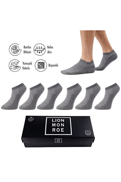 Lion Monroe Pure Bamboo Men's Booties Flat Short Gray Socks Seamless Premium ...