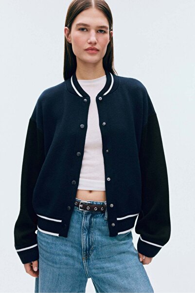 H&M جاكيت بيسبول محبوك