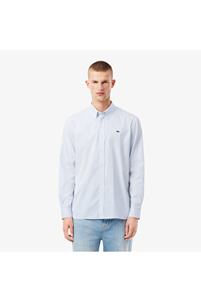 Lacoste Erkek Regular Fit Çizgili Beyaz Gömlek