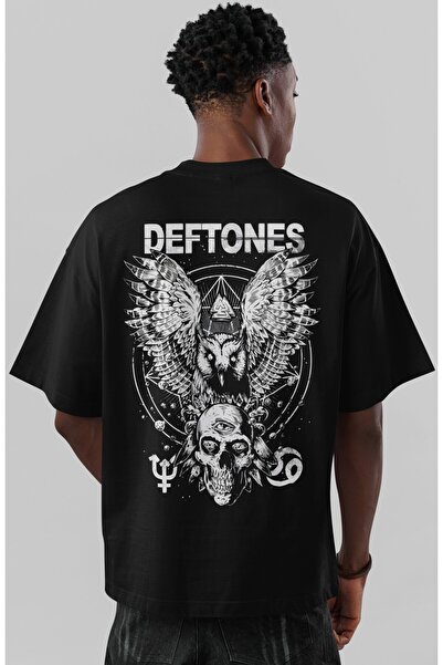 SEVBANO Tricou supradimensionat unisex cu imprimeu pe spate Deftones Rock Met...