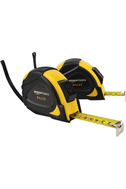 Amazon basics Self-locking Measuring Tape, High MID Accuracy, Yellow, 8m