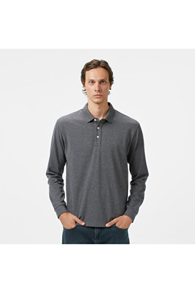 Nautica Classic Fit Erkek Uzun Kollu Polo Yaka Gri T-shirt