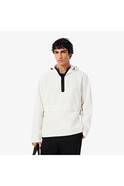 Lacoste Erkek Oversize Fit Kapüşonlu Beyaz Yağmurluk