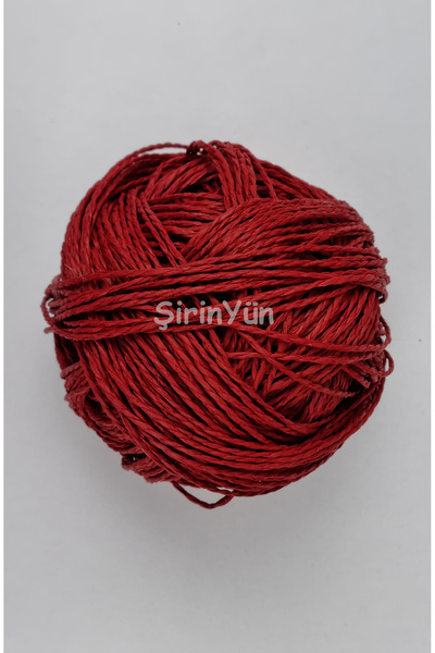 Şirin Yün Sarılmış Kağıt İp 100 Gram Koyu Kırmızı