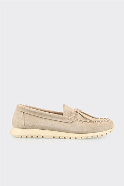 Elle Shoes Bej Deri Kadın Günlük Ayakkabı