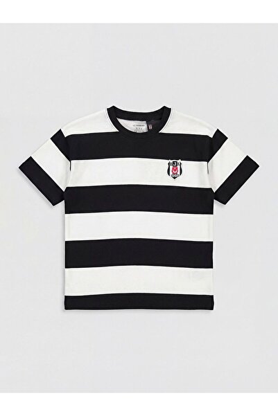 LC Waikiki LCW Kids Beşiktaş Lisanslı Çizgili Erkek Çocuk Tişört