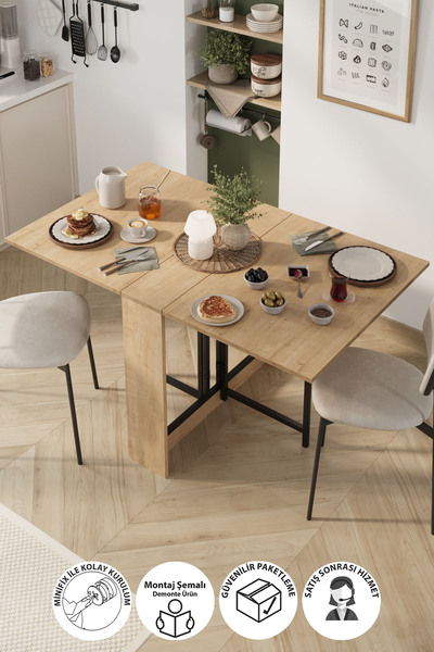 Bofigo Mutfak Masası Katlanır Masa Yemek Masası Mutfak Masası Viyana Safir Meşe