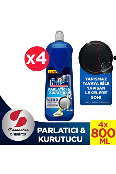 Finish Bulaşık Makinesi Parlatıcı & Kurutucu Sıvı Limon 800 ml x4