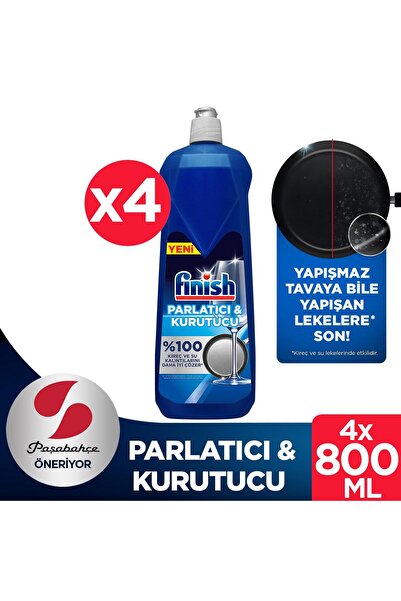 Finish Bulaşık Makinesi Parlatıcı & Kurutucu Sıvı 800 ml x 4