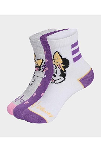 adidas Pack of 3 Disney Minnie Mouse Crew Socks - White/Active Purple