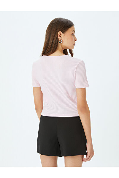 Koton Kısa Kollu Slim Fit Bisiklet Yaka Fitilli Fiyonklu Hırka