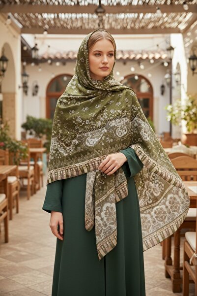 Modakaşmir Sukut Pattern Tanca Shawl - Antique Beige