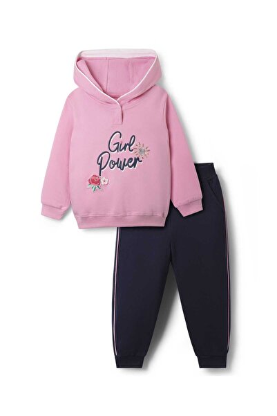 Babyhug Terry Knit Full Sleeves Hoodie & Lounge Pants Set with Floral Patch &...