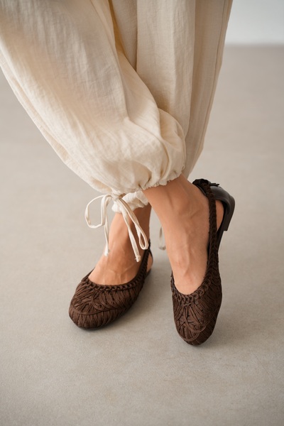 selin shoes Zovia Πλεκτή Λεπτομέρεια Γυναικεία Μπαλαρίνα - ΚΑΦΕ