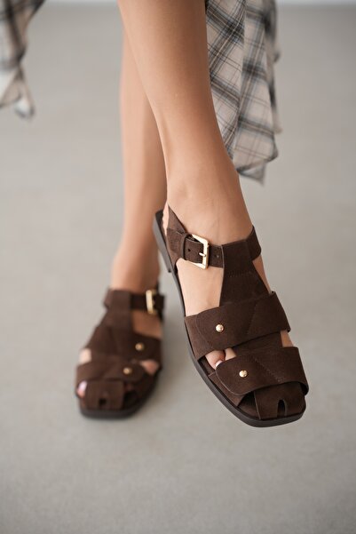 selin shoes Γυναικεία σανδάλια Savin με επίπεδη σόλα, ρυθμιζόμενη χρυσή αγκρά...