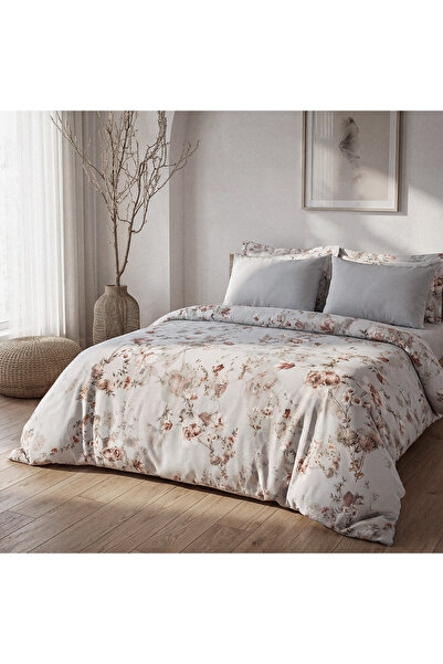 Green Black Bloomy Flower Symphony Διπλό Σετ Παπλωματοθήκη από 100% Αιγαιοπελ...