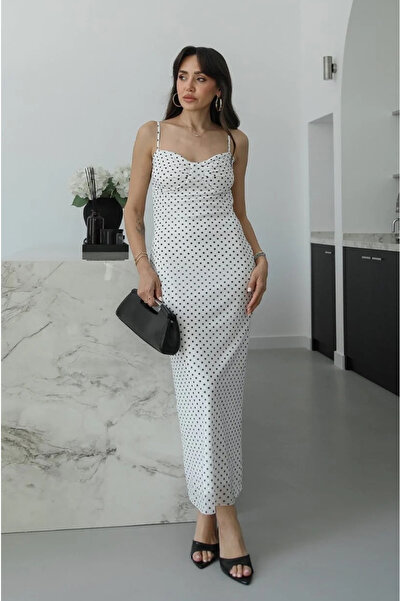 My Blog Λευκό φόρεμα Πουά τεμαχίων με τιράντες Τούλι - 5091