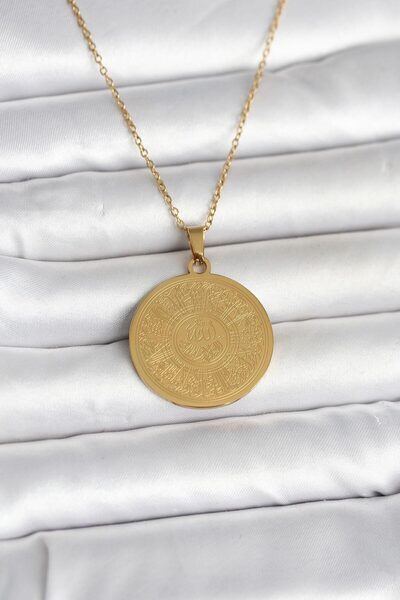 Nehir Şık 316L Çelik Gold Renk Ayetel Kürsi Yazılı Kolye Öğretmenler Anneler ...