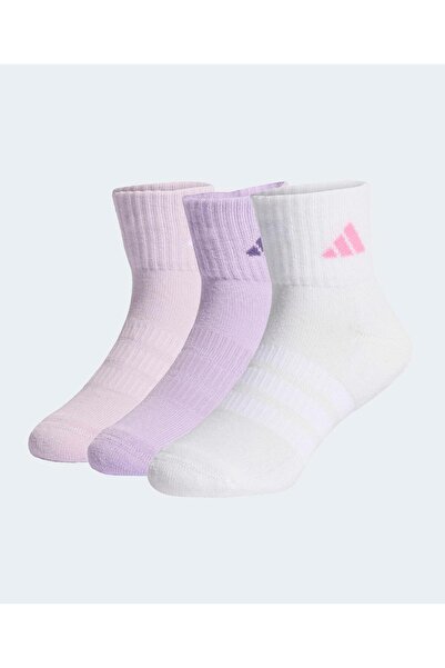 adidas Pack of 3 Cushioned Sportswear Ankle Socks - White/Ice Lavender/Powder...