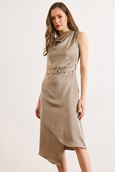 Olalook Women's Mink Jacquard Satin Belt Piece Degaje Collar Skirt Double-Bre...